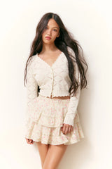 Ruffle Mini Luna Rosa Fleur Skirt - MAGNOLIA