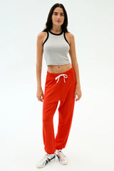 Andie Oversized Fleece Sweatpant - Lotus Red