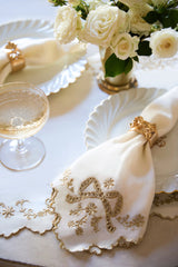 Heirloom Gold Bow Napkin Ring Set - Set Of 4
