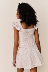 Tween Solena Floral Cotton Skirt - SUNWASHED IVORY