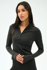 Stevie Active Rib Half Zip Waist Length