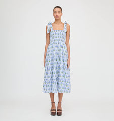 CouturebudThe Ribbon Ellie Nap Dress - Blue Block Print
