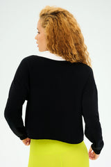 Joan Fleece Polo Sweatshirt - Black/White