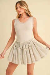 Aemi+Co Frill Sleeveless Drop Waist Mini Dress