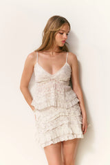 Serevina Lace Printed Cotton Mini Skirt
