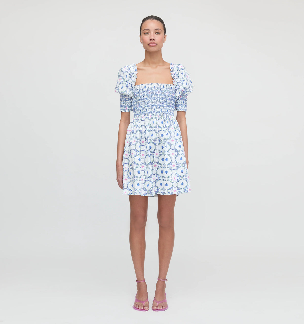 CouturebudThe Lila Nap Dress - White Cisco Trellis