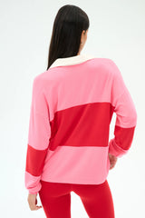 Katie Fleece Rugby - Strawberry/Pirate Red