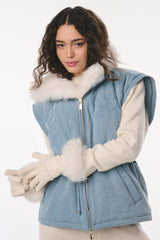 Couturebud x MAX&MOI Adalia Wool-Cashmere Faux Fur Gloves