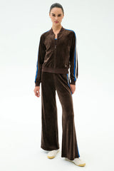 Heritage Velour Bomber - Dark Chocolate/Classic Blue