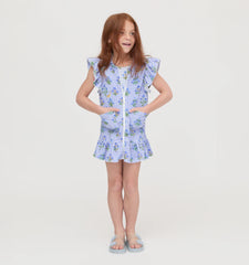 Couturebud The Tiny Frankie Beach Dress - Blue Block Print