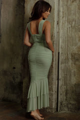 Nadia Ruched Fishtail Maxi Dress