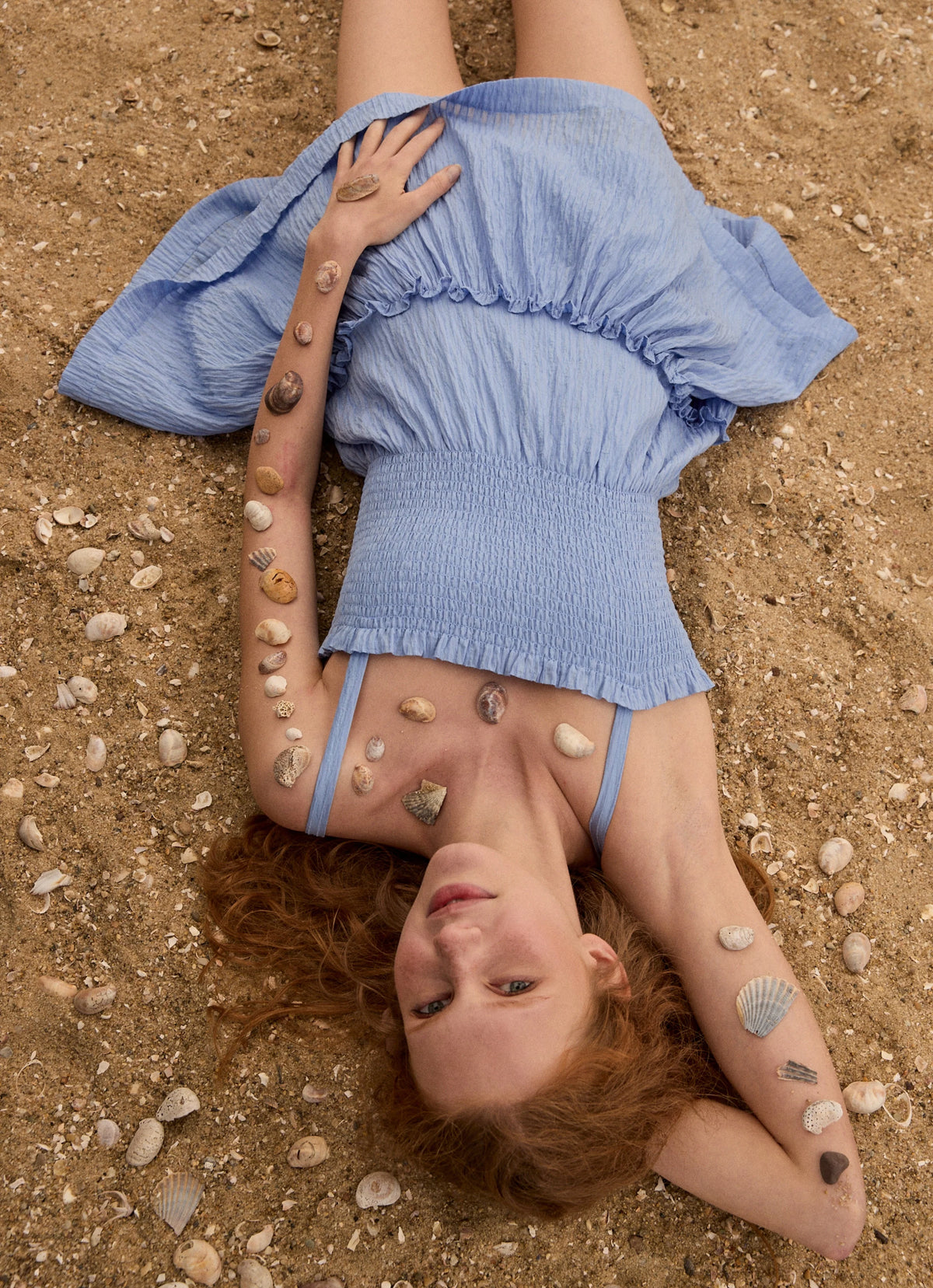 CouturebudThe Seraphina Mini Nap Dress - Bluebird Tonal Seersucker