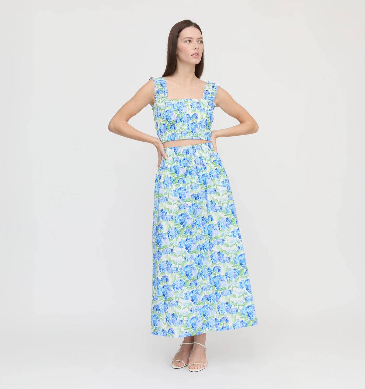 CouturebudThe Hill House x La Coqueta Delphine Nap Skirt - Blue Watercolor Hydrangea