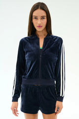 Heritage Velour Bomber - Indigo/White