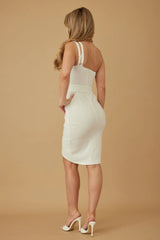 Double Cut Strap Midi Dress