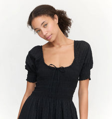 Couturebud The Madeline Nap Dress - Black Linear Swiss Dot