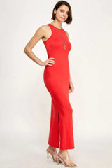 High Neck Side Slit Max Dress