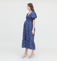 Couturebud The Maternity Louisa Nap Dress - Navy Trellis