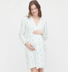 Couturebud The Maternity Ivory Robe - Pastel Trellis