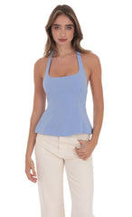 Back Bows Halter Top in Powder Blue