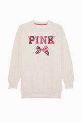 PINK x Couturebud Oversized Crew Neck Dress - SNOW HEATHER
