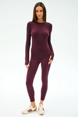 Louise Rib Long Sleeve - Dark Cherry
