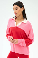 Katie Fleece Rugby - Strawberry/Pirate Red