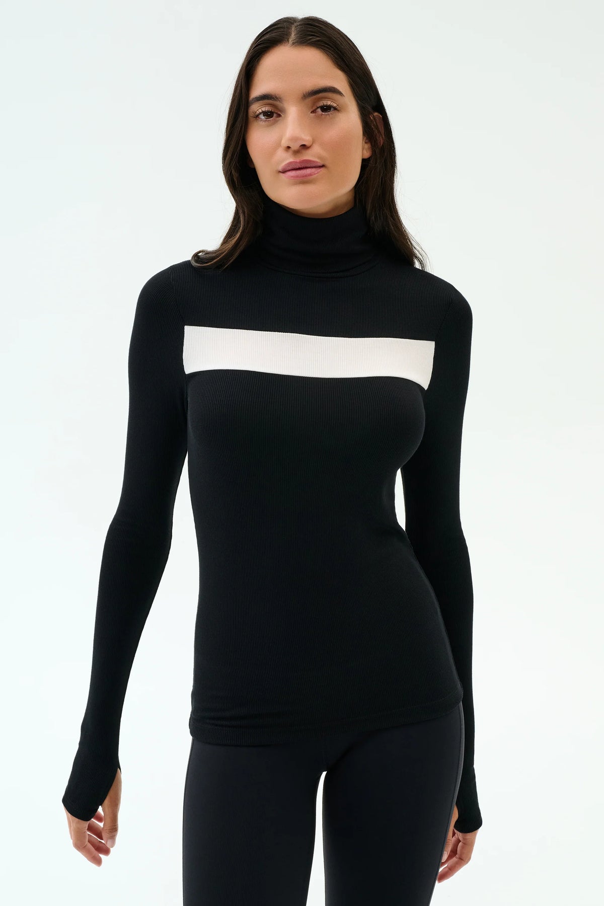 Lennon Rib Turtleneck - Black/White