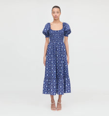 Couturebud The Louisa Nap Dress - Navy Trellis