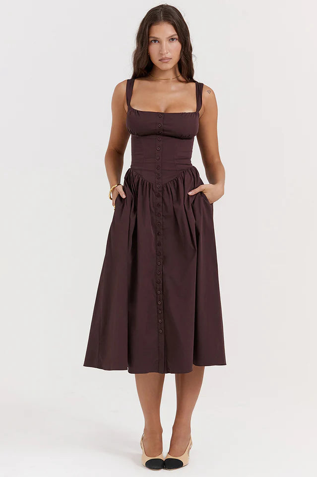 Rich Brown Midi Sundress