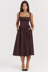 Rich Brown Midi Sundress