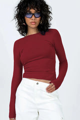 Backless Round Neck Long Sleeve Blouse