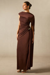 Aubrie Draped Cape Maxi Dress