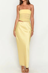Elinor Yellow Satin Maxi Dress