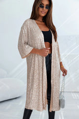 Sequin Open Front Duster Cardigan