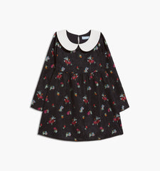 Couturebud The Tiny Lottie Dress - Black Ikat Floral Crushed Taffeta