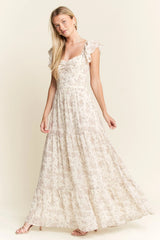 Jade By Jane Full Size Ruffle Sleeve Tiered Maxi Dress Plus Size