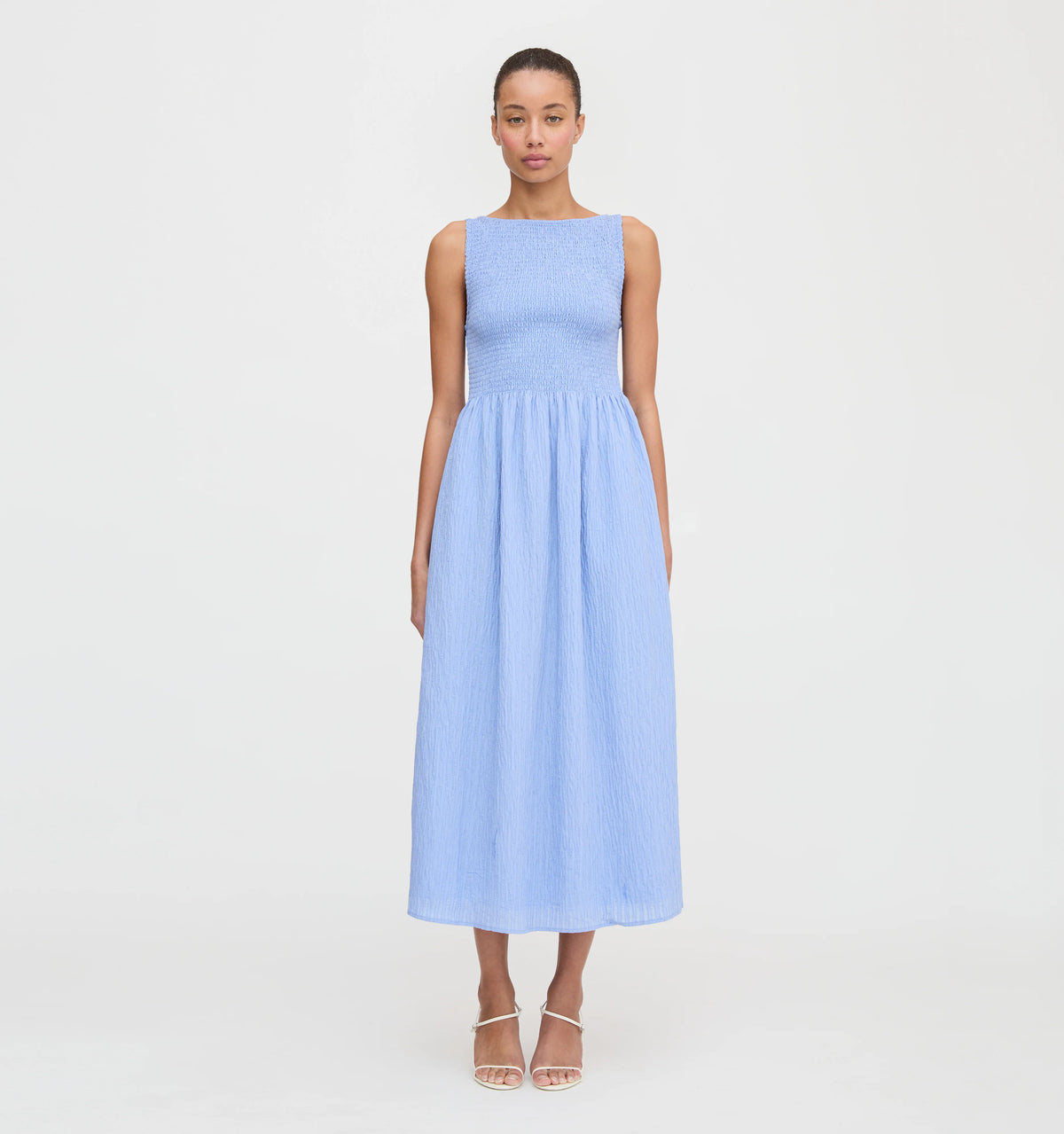 CouturebudThe Cosima Nap Dress - Bluebird Tonal Seersucker