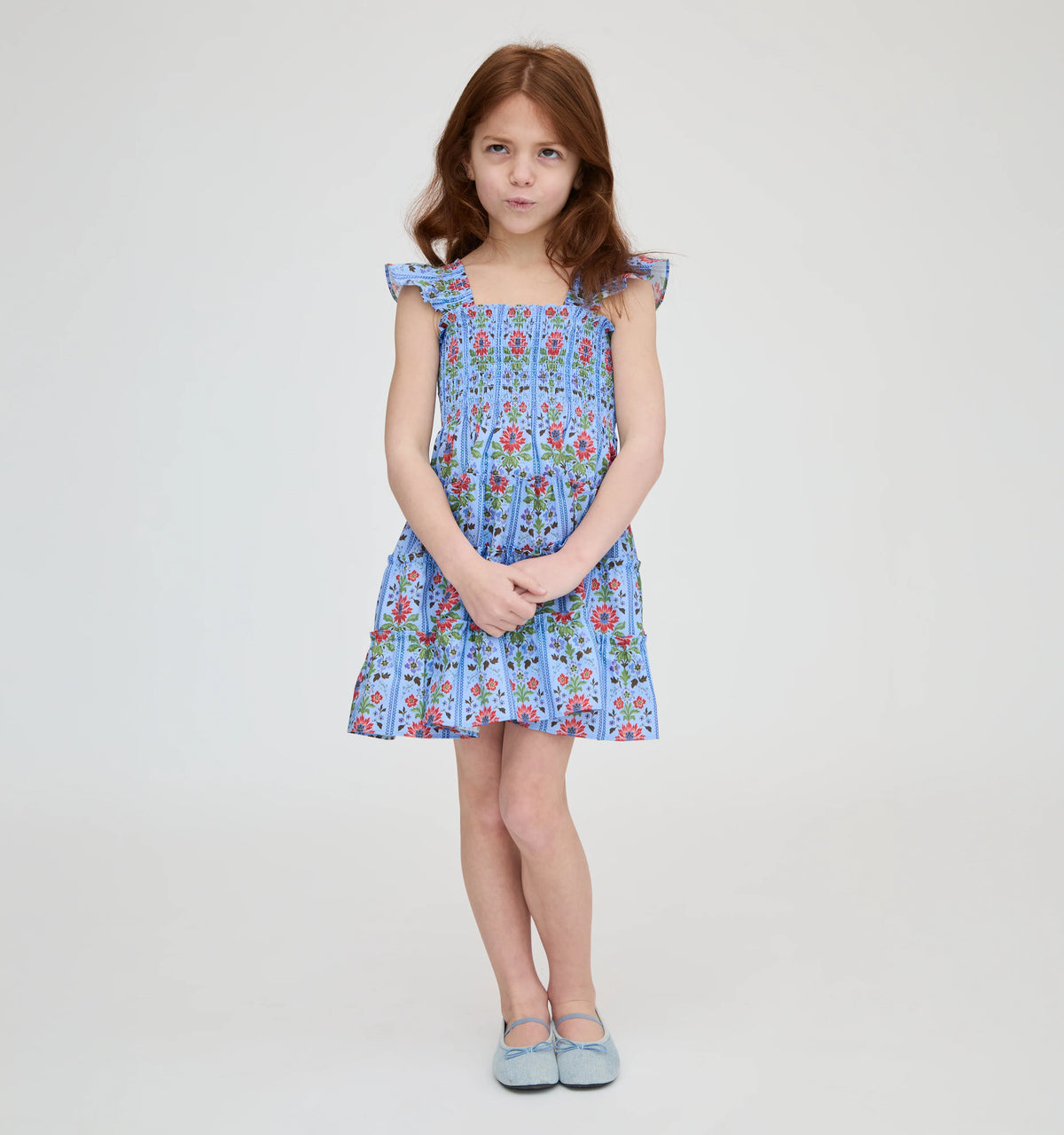 Couturebud The Tiny Ellie Nap Dress - Blue Floral Block Stripe