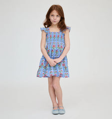 Couturebud The Tiny Ellie Nap Dress - Blue Floral Block Stripe