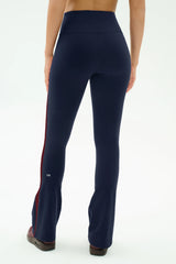 Raquel High Waist Flared Legging - Indigo/Dark Cherry