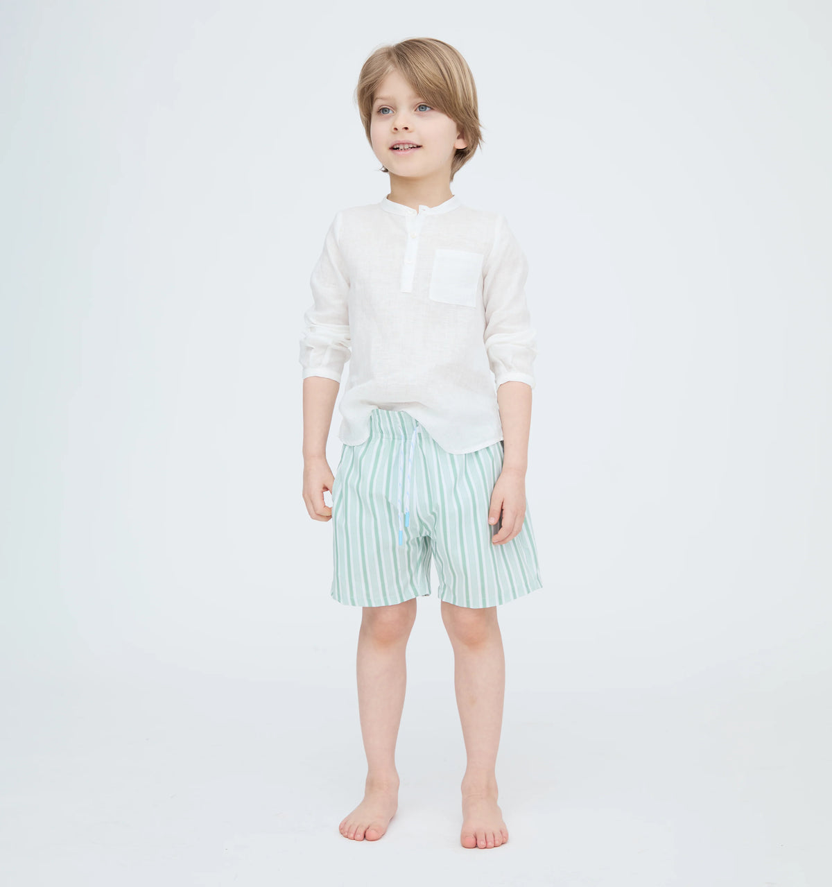 CouturebudThe Tiny Julien Swim Trunk - Apple Green Stripe