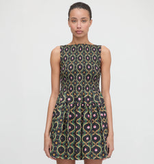 CouturebudThe Cosima Mini Nap Dress - Black Cisco Trellis