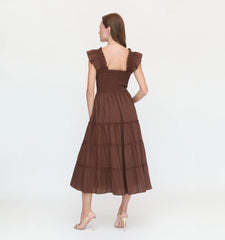 Couturebud The Ellie Nap Dress - Chocolate Tonal Seersucker