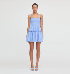 CouturebudThe Seraphina Mini Nap Dress - Bluebird Tonal Seersucker