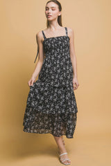 Tiered Midi Floral Dress