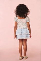 Girls Billie Blue Cotton Mini Skirt