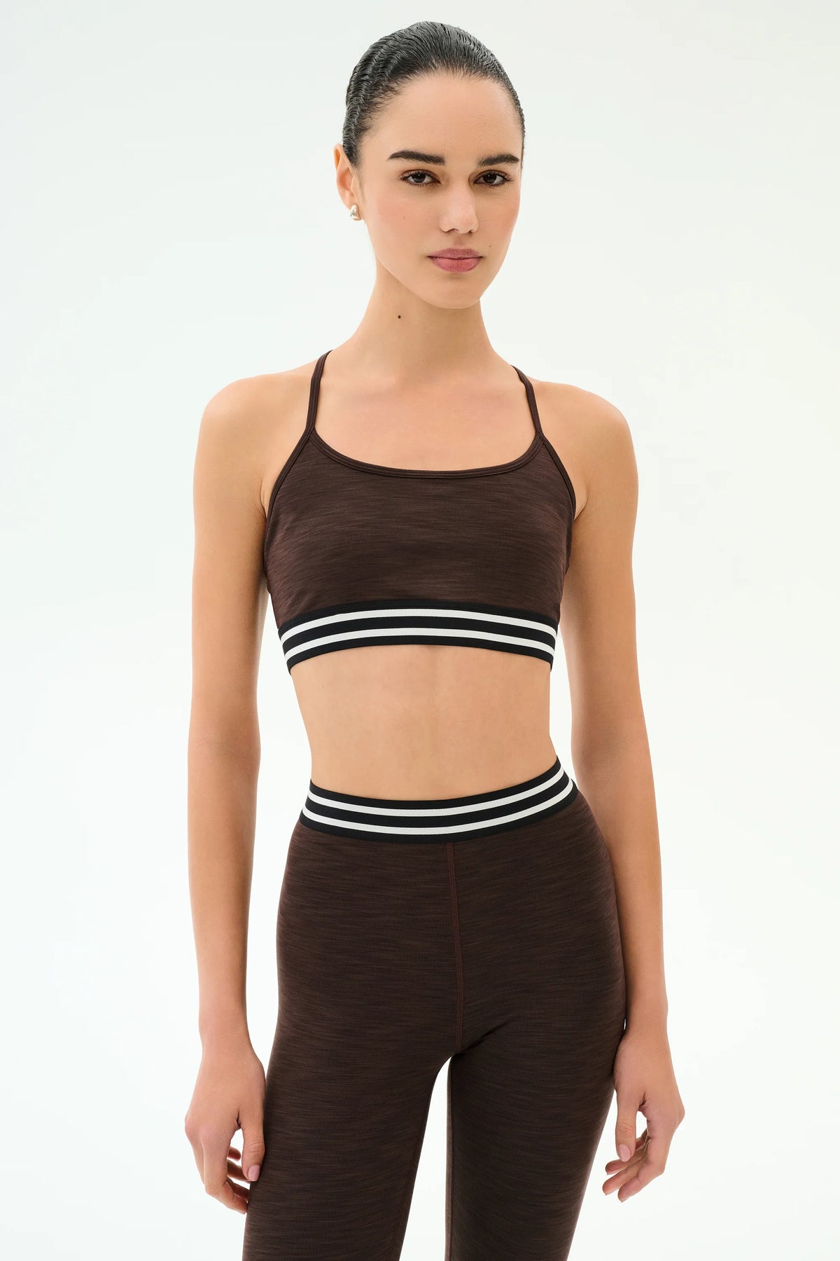 Cali Active Rib Bra - Heather Dark Chocolate