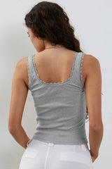 Lace Detailed Square Neck Top