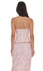 Glitter Floral Corset Top in Pink